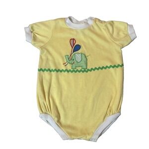 Vintage The FROG Pond Bubble Romper Size Large (12 Month?) Elephant 🐘🎈 Yellow